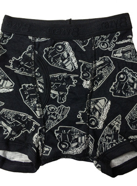 哟呼！crazy8 1-3岁男童瘦款黑色火车全棉平脚内裤平角短裤