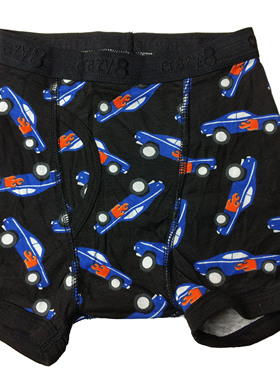 哟呼！crazy8 2-4岁男童瘦款黑色轿车全棉平脚内裤平角短裤