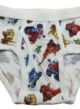 哟呼！外贸美单gy 3-4岁男童瘦款白色机器人全棉高腰三角内裤短裤