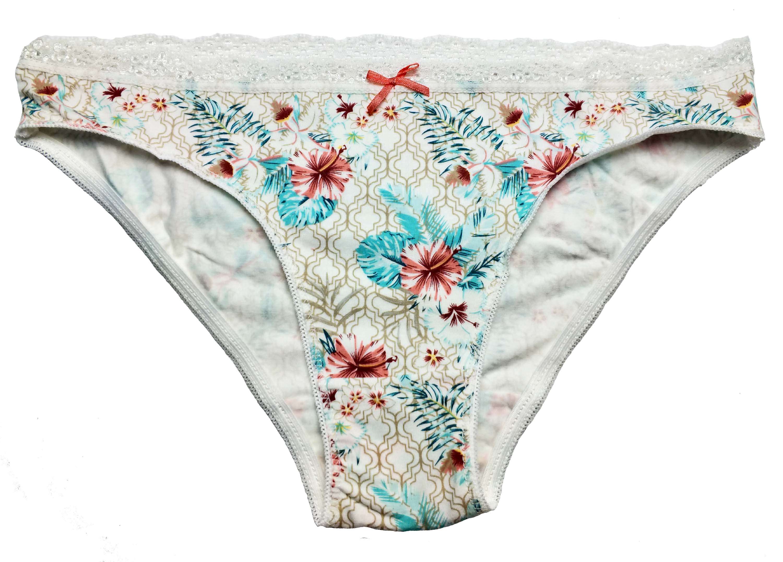 女士白色中低腰全棉三角内裤