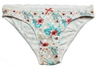 哟呼！primark M-XL码女士白色大花中低腰全棉三角内裤短裤