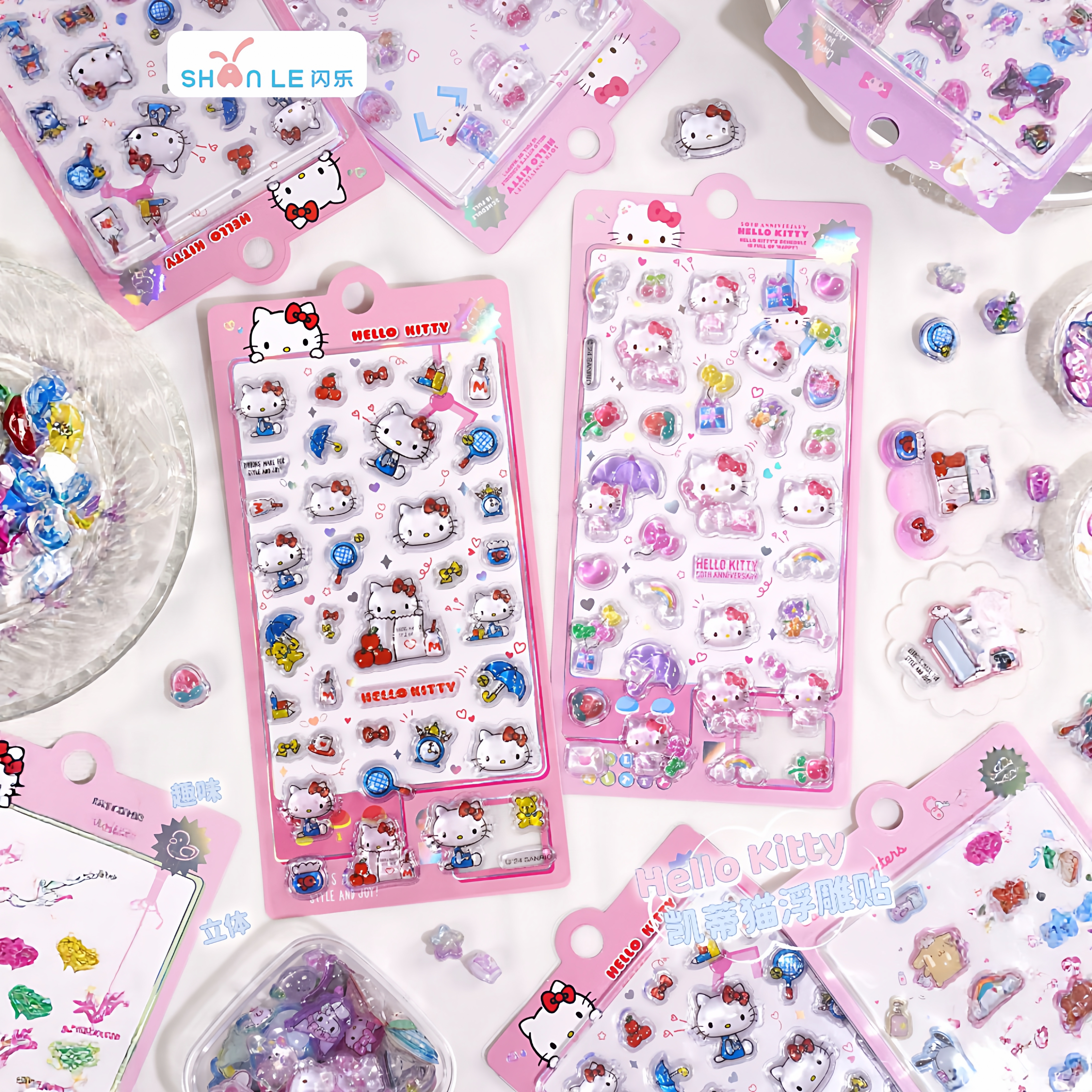 三丽鸥kitty3D立体浮雕水晶贴纸