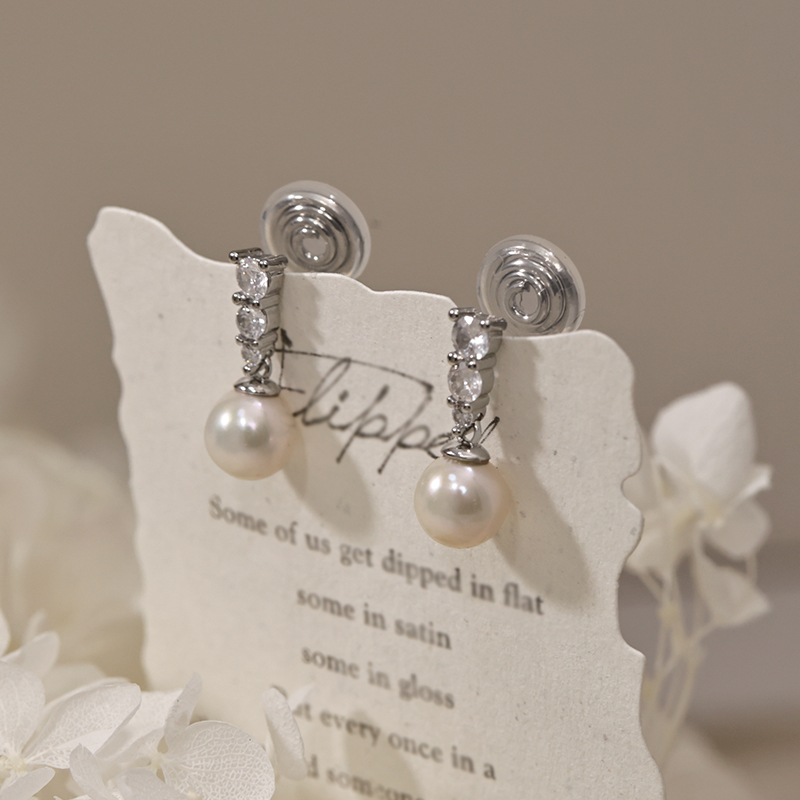 三颗钻天然淡水珍珠耳夹女无耳洞耳饰