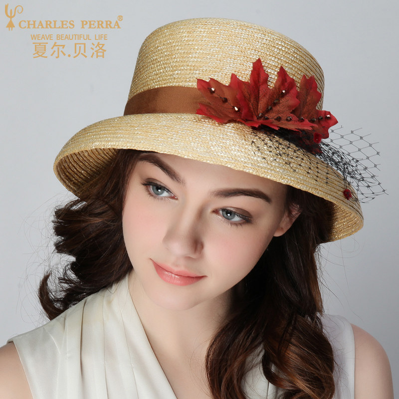 夏尔贝洛 帽子女夏天防晒遮阳帽韩版优雅防紫外线草帽度假太阳帽