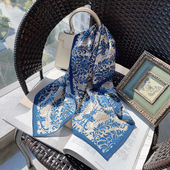 极简真丝双绉中方巾薄款 赫本风波点丝巾100桑蚕丝 防晒围巾直播