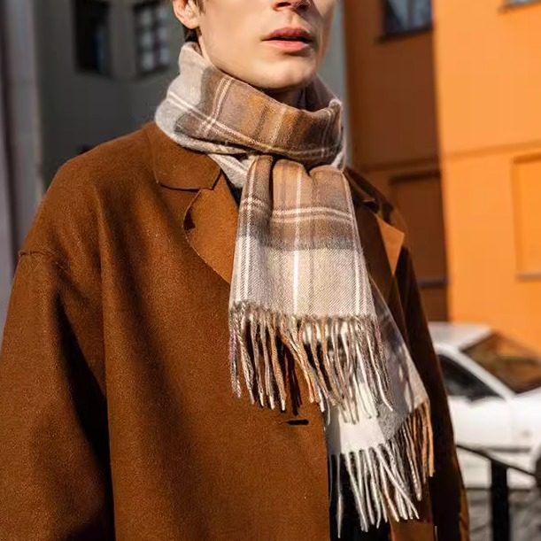 山羊绒格子围巾2025新款内蒙古秋冬季男女士多色保暖长款情侣围脖