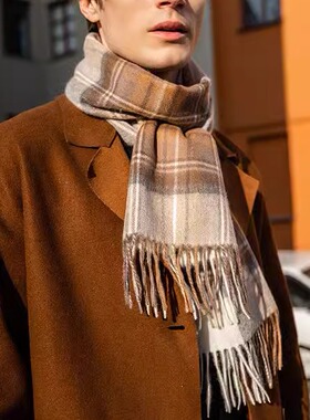 山羊绒格子围巾女情侣款保暖围脖