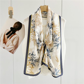 百搭装 杭州丝绸双绉真丝桑蚕丝丝巾女春夏季 韩版 饰飘带小长巾