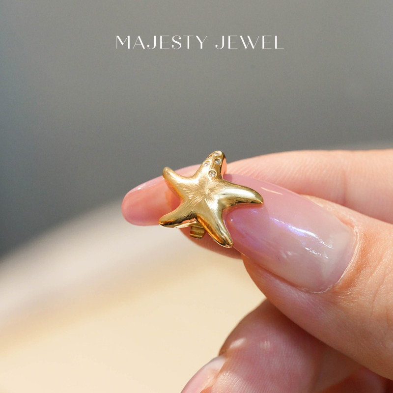 MAJESTY JEWEL18K金镶钻山茶花海星万能扣吊坠丝网链素金项链女