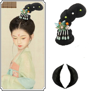 儿童敦煌飞天舞蹈假发表演头饰琵琶舞演出发髻古典民族舞汉服头饰