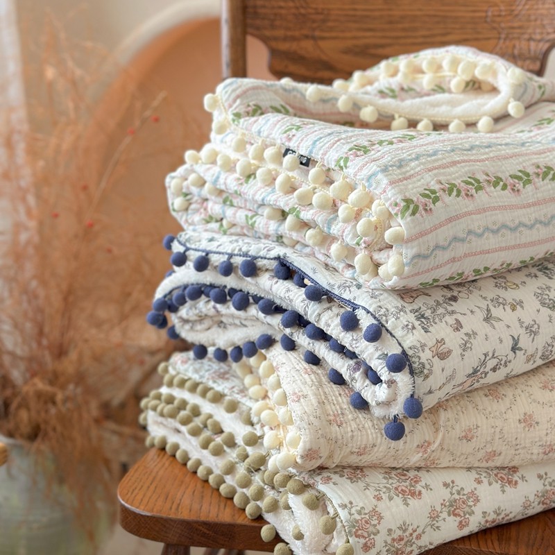 ins韩国可爱球球纱布毛绒小盖毯A类宝宝出行毯办公室午睡盖腿毯子,床上用品,休闲毯/毛毯/绒毯,淘宝优惠券,粉丝福利购,淘宝优惠卷