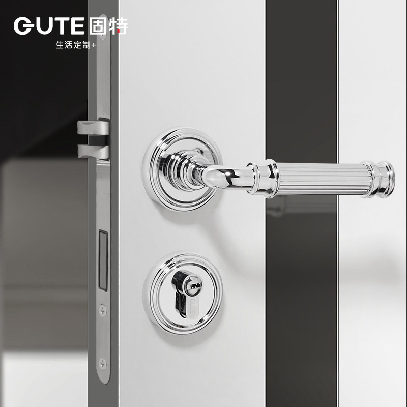 固特法式复古卧室门锁家用木门房间磁吸通用型分体静音室内门把手
