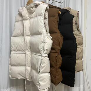 新国标90白鸭绒 无胆直冲 羽绒马甲女连帽抽绳设计 冬季叠穿通勤