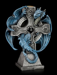 NS Anne Stokes Draco Candela哥特中世纪飞龙十字架树脂烛台