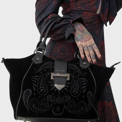 KILLSTAR黑色绒刺绣饺子手提包