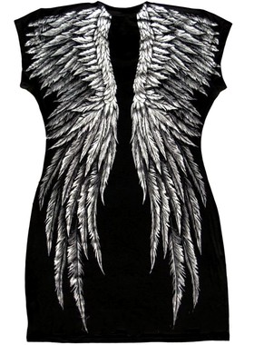 Rock Merch暗黑哥特亚文化WINGS路西法堕落天使无袖摇滚朋克长款T