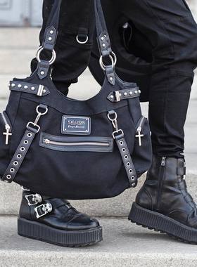 暗黑哥特KILLSTAR亚文化Double Crossed十字架摇滚帆布邮差手提包