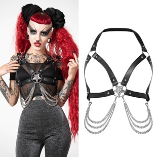 GHOUL巴风特街头辣妹皮绑带胸链 KILLSTAR暗黑哥特亚文化PARTY