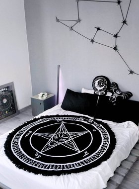 潮牌KILLSTAR Black Mass哥特暗黑朋克倒五芒星巴风特绒毯毛摇滚