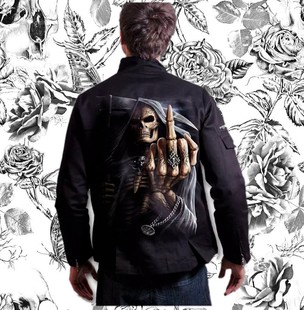 FINGER骷髅死神夹克 BONE 英国哥特重金属摇滚SPIRAL M005M651