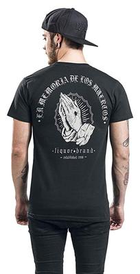 复古潮牌LIQUORBRAND IN MEMORIA纹身黑帮祈祷哥特摇滚朋克T恤