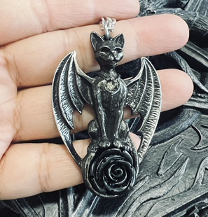 GUARDIAN Alchemy Gothic P925 SOMA黑猫玫瑰哥特暗黑项链