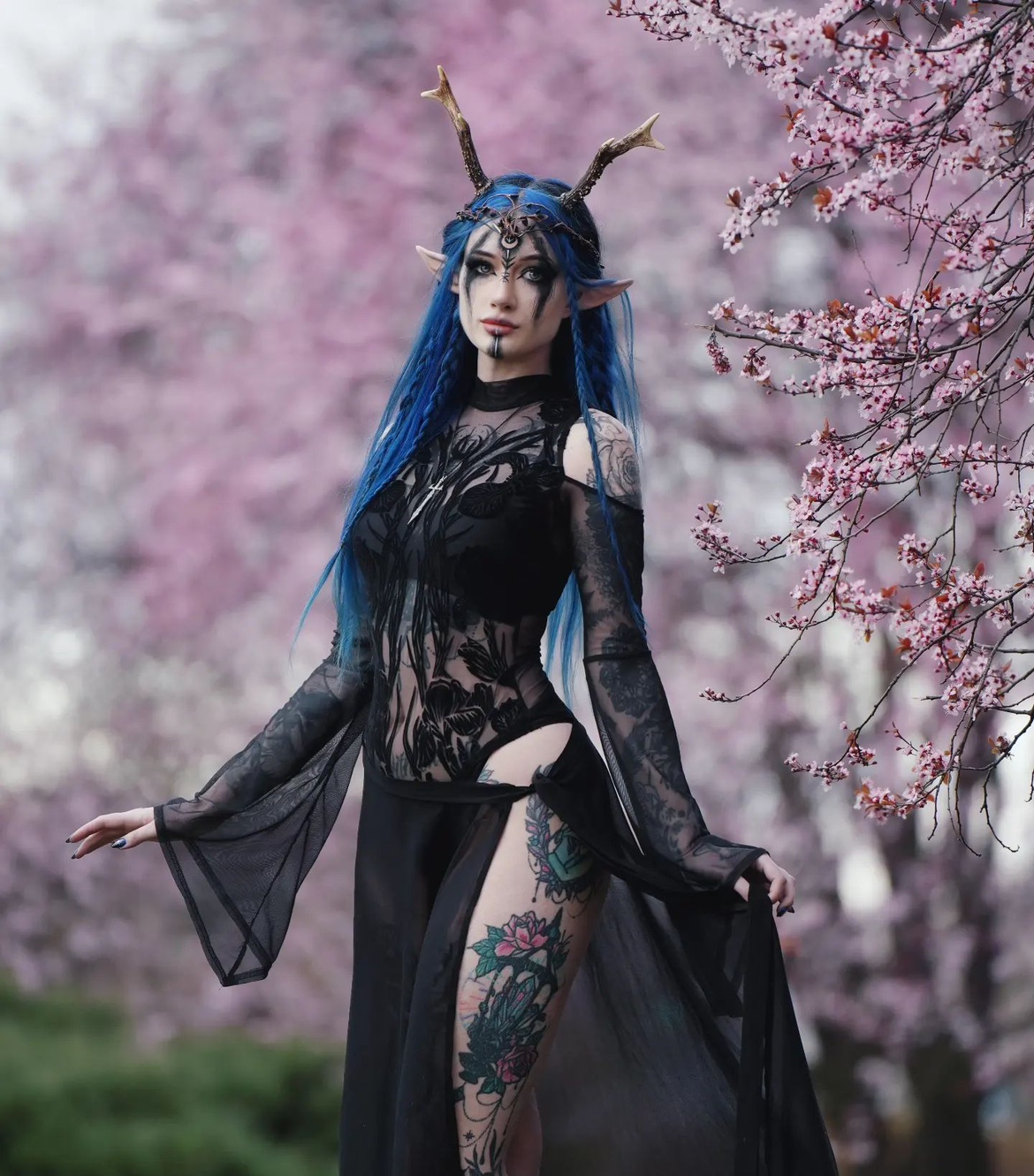 东欧RESTYLE暗黑哥特IRIS维多利亚透视打底露肩宫廷袖连体衣