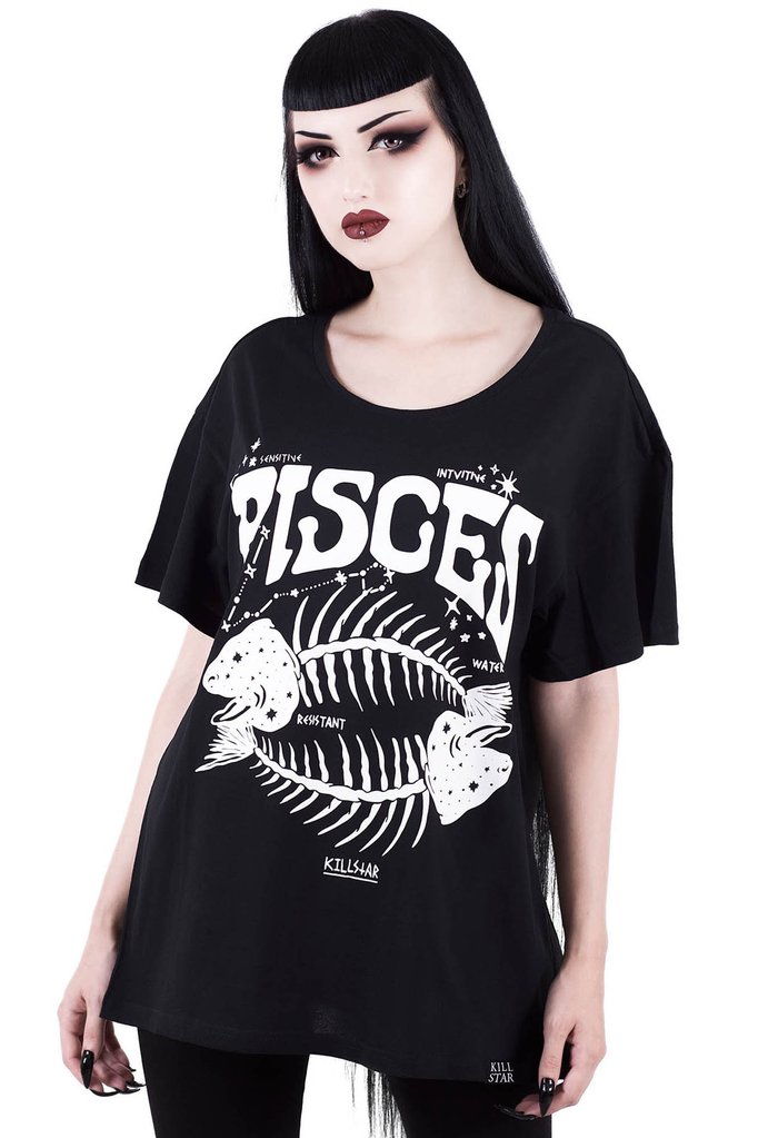 潮牌朋克哥特摇滚鱼骨短袖t恤