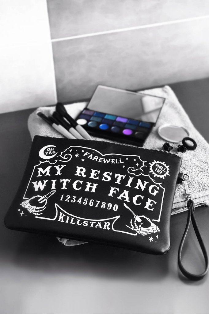 潮牌KILLSTAR Witch Face 哥特朋克摇滚骷髅玫瑰化妆包手包