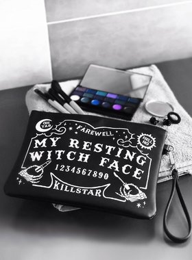 潮牌KILLSTAR Witch Face 哥特朋克摇滚骷髅玫瑰化妆包手包