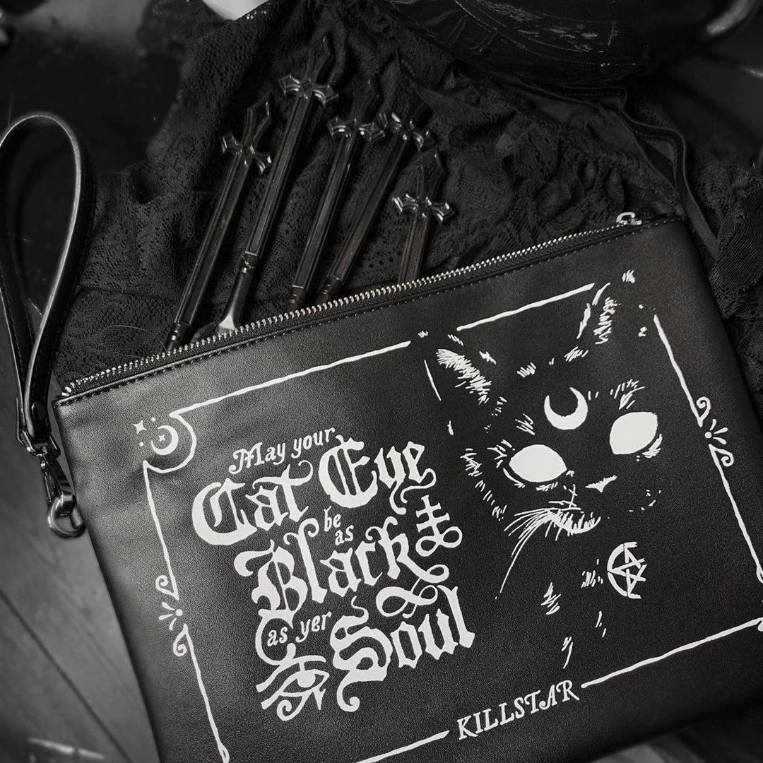 KILLSTAR暗黑哥特黑猫手拿包