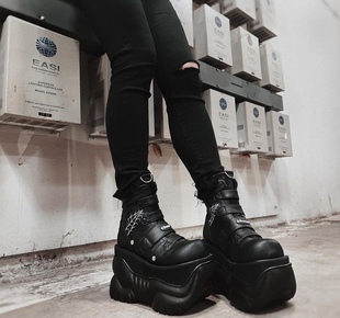 Demonia暗黑哥特亚文化BOXER-70朋克摇滚街头松糕蛛网厚底鞋