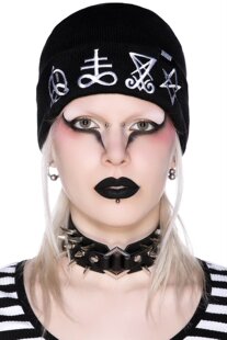 KILLSTAR哥特暗黑Symbolic巴风特五芒星刺绣摇滚朋克黑毛线帽冷