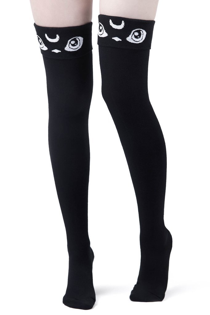 暗黑朋克风月亮过膝高筒袜