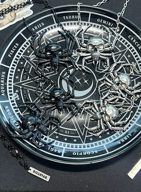 KILLSTAR暗黑哥特亚文化Deadly黑寡妇骷髅蜘蛛项链耳环万圣节