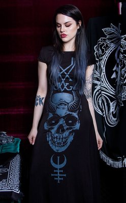 潮牌哥特朋克摇滚骷髅连衣裙
