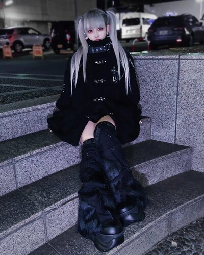 PUNK RAVE暗黑哥特YETI摇滚朋克亚文化人造毛渔网街头护腿