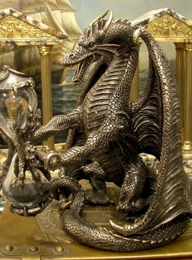 NS Dragon Sandglass bronzed哥特北欧维京暴龙时光沙漏摆件