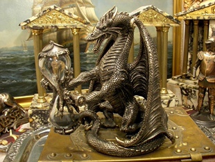 NS Dragon Sandglass bronzed哥特北欧维京暴龙时光沙漏摆件