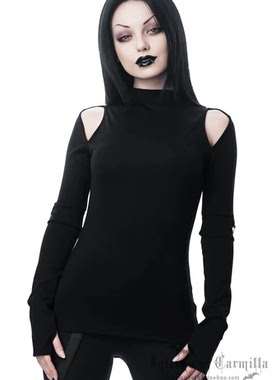 美国潮牌KILLSTAR Nebula哥特朋克摇滚重金属黑露肩长袖T恤