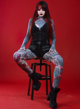 KILLSTAR暗黑哥特亚文化No Excuses五芒星摇滚朋克街头修身超短裤