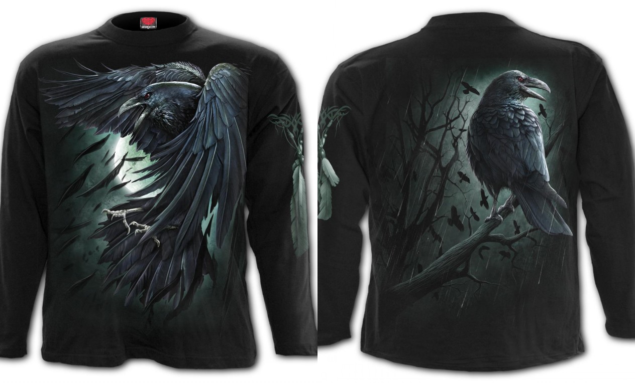 乌鸦英国暗夜哥特金属长袖t恤