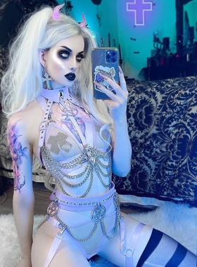 KILLSTAR哥特暗黑Hell Kitty地狱小野猫渔网透视摇滚五芒星内衣