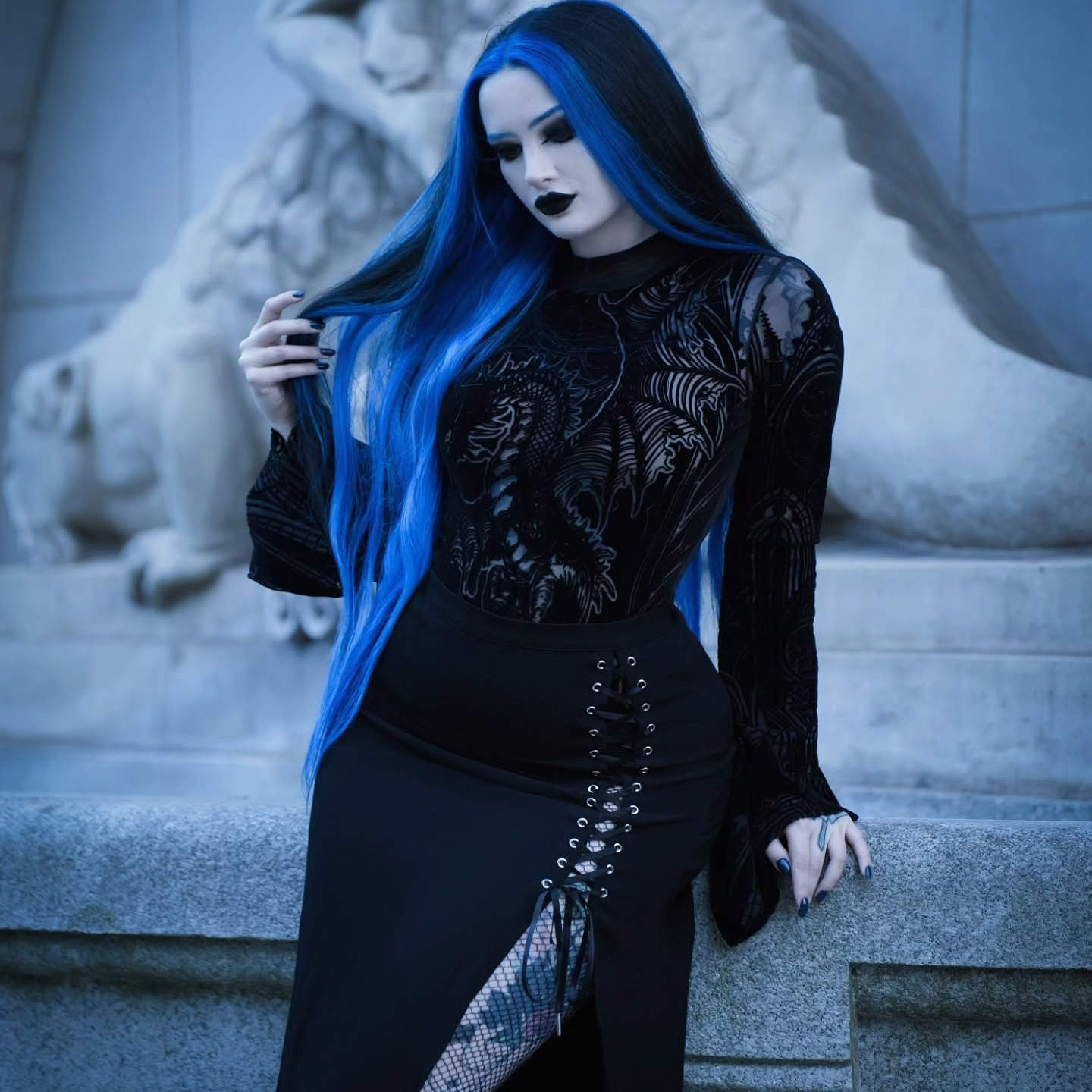 东欧RESTYLE暗黑哥特亚文化CASTLE GUARDIAN暴龙透视打底连体衣