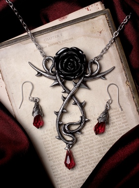 英国A牌暗黑哥特亚文化玫瑰项链