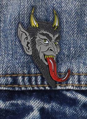 现货KREEPSVILLE 666暗黑哥特怪诞KRAMPUS卡朗普思半兽人胸针
