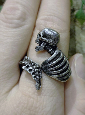 英国Alchemy暗黑哥特亚文化R251 Resurrected复活骷髅开口戒指