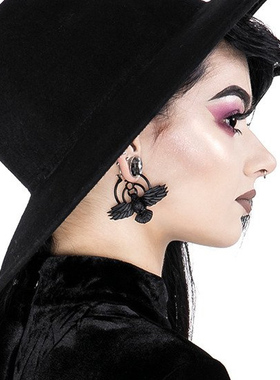 东欧RESTYLE暗黑哥特THE CROW黑乌鸦渡鸦另类摇滚朋克耳环