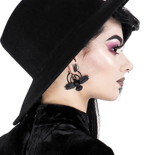 东欧RESTYLE暗黑哥特THE CROW黑乌鸦渡鸦另类摇滚朋克耳环