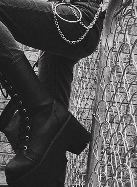 DEMONIA美国正品Ashes 105黑色亚光厚底暗黑哥特街头系带朋克短靴